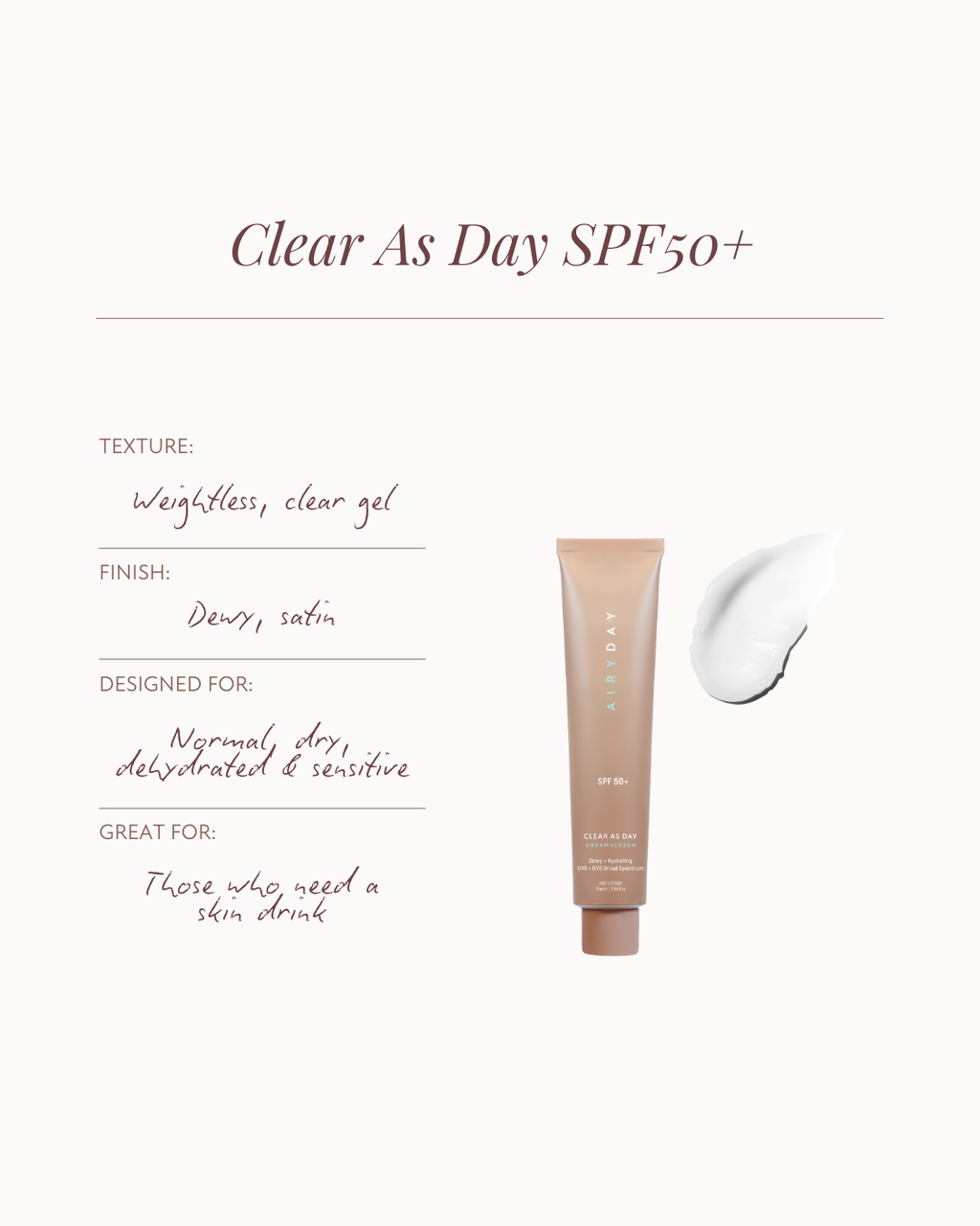Airyday Clear as Day Frangrance Free  + PRIMER SPF 50+ 75ml Normal, dry, sensitive, and dehydrated skins